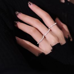 925 Silver Sparkling Ring Simple Style Decorative Finger Ring Women Fashion Jewellery