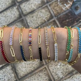 Link Bracelets Personality Light Luxury Bracelet Ladies INS Fashion Stitching Square Zircon Attend Banquet Gifts