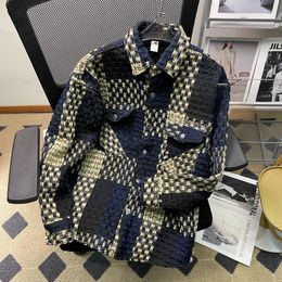Men's Jackets Spring Autumn High Street Jacket Top Korean Style Ruffian Handsome Couple Plaid Woven Casual Male Coat Men Clothes