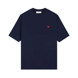 t shirt for men 2023 SpringSummer New Boyfriend Style Version with Small Red Heart Embroidery on the Chest Loose and Comfortable Short Sleeve Unisex Size S DA7B