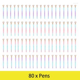 80Pcs Large Diamond Ballpoint Pen Gradient Color Metal Crystal Office Stationery Gifts Wholesale