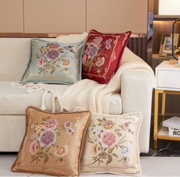 2023 Designer Cushion/Decorative Pillow Flowers Pattern Print Cushion Cover Cotton Linen Pillowcase Decoration For Home House Office Sofa Chair Kids