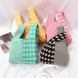 Evening Bags Original Design Knit Bag Crochet Polka Dot Stripe Knitted Handbag Fashion Underarm Women's Even Woman B550