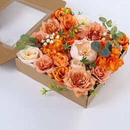 Decorative Flowers Artificial Combo Box Set Fake Flower With Stems For DIY Wedding Bouquets Centrepieces Arch Arrangement Home Decor