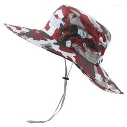 Berets 2023 Summer Men Women Panama Bucket Hats Fishing Cap Breathable Mesh Jungle Camouflage Hat Travel Casual Anti-UV Beach