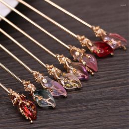 Hair Clips Vintage Stick Chinese Style Women Metal Glaze Fork Chopsticks Hairpin Girl Wedding Headdress Jewellery Accessories