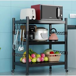 Kitchen 3 to 5 layer shelving Floor-to-ceiling multi-layer microwave rack with wheeled storage rack Multifunctional oven pot rack Storage rack