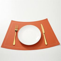 Table Mats Large Fan-shaped Placemats PU Leather Black Red Waterproof Oil Proof Heat Insullated Western Placemat