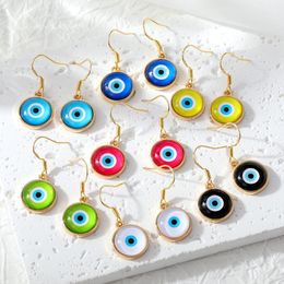 Lots Colourful Turkish Blue Evil Eye Charms Earrings For Women New Trendy Cat's Eye Stone Lucky Eye Pendant ear Jewellery Wedding Jewellery