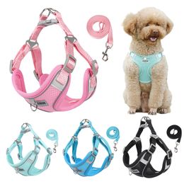 Reflective Dog Harness and Leash Set for Small Medium Dogs Puppy Cat Mesh Harness Vest No Pull Pug Chest Strap Dog Accessories