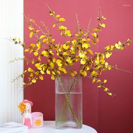 Decorative Flowers Yellow Long Artificial Flower Dance Butterfly Orchid Home Decor Fake Christmas Decoration Wedding Pography Oncidium