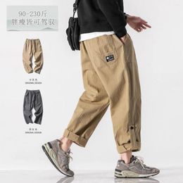 Pantaloni da uomo Khaki Patchwork Cargo Men # 39; s Moda giapponese allentata a gamba dritta stile preppy Pantaloni casual a vita elastica 5xl