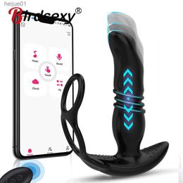 Telescopic Anal Vibrator Sex Toys For Men APP Remote Prostate Massager Bluetooth Dildo Vibrator Butt Plug Delay Ejaculation Ring L230518