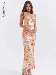 Casual Dresses Women Sexy Floral Print Suspender Dresses Fashion Slash Neck Sleeveless Backless Slim Frock Summer Female Party Holiday Vestidos Z0612