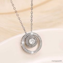 Pendant Necklaces Creative Design Double Wear Necklace for Women Silver Colour Chain Luxury Paved White CZ Statement Jewellery 2022 R230612