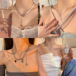 Choker LW Pure And Fresh Sweet Love Necklace Female Light Luxury Niche Design Senior Zircon Pearl Collar Bone Chain