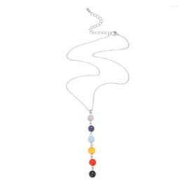 Pendant Necklaces 7 Chakra Gem Stone Beads Necklace For Women Yoga Reiki Healing Balancing Maxi Bijoux Femme Jewelry