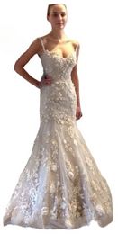 Spaghetti Straps Lace Steven Khalil Wedding Dresses 3D Flowers Mermaid Sexy Beaded Appliques Backless Court Train Bridal Gowns Custom