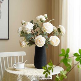 Dried Flowers Simulation Peony Retro Home Living Room Hotel Dining Table Decoration Wedding Arrangement Artificial Fake Plants