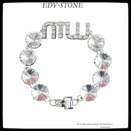 Charm Bracelets EDY 2021 New Punk miuu Letter Design Large Rhinestone Bracelet Buckle Chain Trend Fashion Bracelet For Women Girls Jewelry Z0612