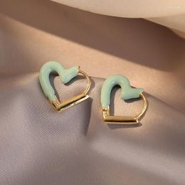 Stud Earrings Korean Fashion Simple Metal Drop Glaze Splice Love Ear Buckle Women's Gift Banquet Jewelry Studs 2023