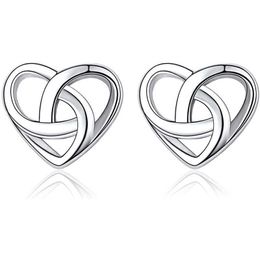Popular Charm S925 Silver Ear Nail Celtic Knot Interwoven Heart-shaped Love Earrings Simple Jewelry Christmas Gift For Women Girls