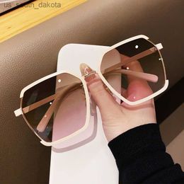 Women Luxury Square Sunglasses for Men Oversized White Tea Original Brand Design Sun Glasses Female Fashion Shades Eyewear L230523