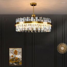 Chandeliers Deluxe Crystal Ceiling Chandelier Nordic Simple Light Luxury Round Villa Pendant Suitable Living Room Dining Lamps