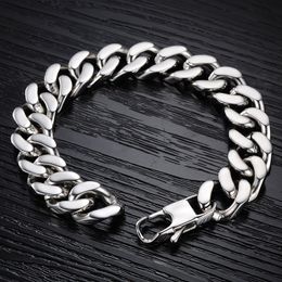 882174789 bracelet Silver Plated Chain Bracelet Men Link Bangle Geometric Polished Jewellery For Men Exquisite Trendy Accessory