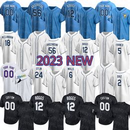 2023 Wear Baseball Jerseys New Man 39 Kevin Kiermaier 12 Wade Boggs Randy Arozarena Shane McClanahan Wander Franco Vidal Brujan Francisco Mejia Yandy Diaz