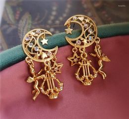 Stud Earrings Western Antique Wind European And American Angel Star Crystal Tassel