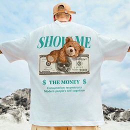 Men's T Shirts F GIRLS The Money Bear Graphic Shirt For Men Short Sleeve Y2K Anime TShirts Summer Hip Hop Vintage Oversized T-Shirts