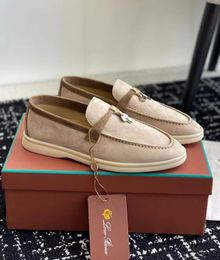 Excellent Brand Walk Suede Gentleman Dress Sneakers Shoes Men Smooth Leather Loafers Slip-on LorosPianass Moccasins Comfort Party Dress Casual Walking EU36-46