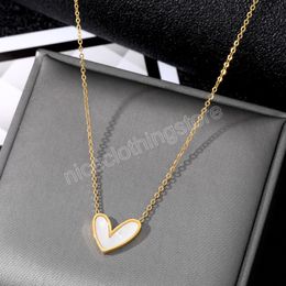 Sweet Inlaid With Stones Heart Pendant for Women Girls Stainless Steel Neck Chain Gift for Lover Fashion Jewellery