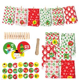 Gift Wrap Kraft Paper Oil Christmas Countdown Candy Fruit Packaging Drop Delivery Otcwk