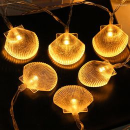 Strings Summer LED Natural Sea Shell Conch Light String Outdoor Decoration Lamp Hawaii Beach Party Holiday Coloured Christmas Lights