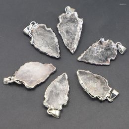 Pendant Necklaces Natural Stone Raw Ore Gems Clear Quartz Reiki Crystal Pendants Arrowhead Charm Platinum Healing For Necklace Jewellery