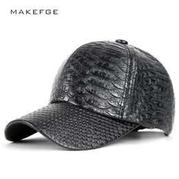 Fashion Baseball Cap Men fall faux Leather cap hip hop snapback Hats Adult Outdoor Father Gift296e