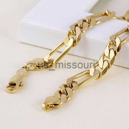Pendant Necklaces 24k solid gold Mens 24k Solid Gold GF 8mm Italian Figaro Link Chain Necklace 24 Inches J230612