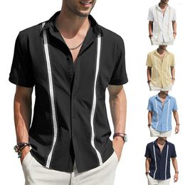 Men's Casual Shirts Summer Men's Cardigan Lapel Button Short Sleeved Shirt Beach Top Breathable Hygroscopic Male Clothes Camisas Para