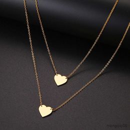 Pendant Necklaces CACANA Fashion Necklace Double heart Love Layer Accessories Women Bijoux Stainless Steel Jewellery Gifts R230612