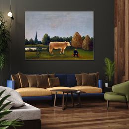 Tropical Landscapes Art Henri Rousseau Painting Landschaft Mit Kuh Canvas Artwork Handmade High Quality Wall Decor