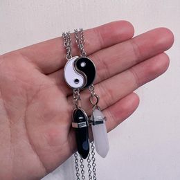 Pendant Necklaces 2 Pcs Set Tai Chi Yin And Yang Crystal Chain Necklace For Women Girl Friends Gift Charm Simple Jewelry Accessories