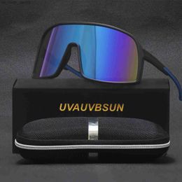 TR90 Flat Top Goggle Sun Glasses Women Men Blue Frame Mirrored Lens Windproof Polarized Sunglasses For Men/Woman UV400 L230523