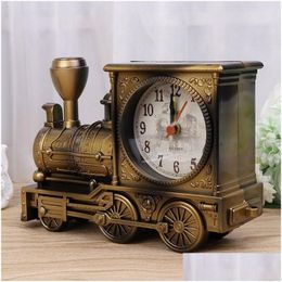 Desk Table Clocks Vintage Retro Train Clock Home Decor 3 Colours Creative Quartz Promotion Gift With Boxes Drop Delivery Garden Dhtkx