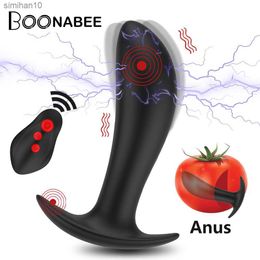 Electric Shock Pulse Prostate Massage Vibrators Sex Toy for Men Gay Wireless Remote Male Anal Butt Plug Stimulator Masturbator L230518