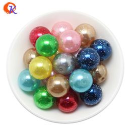 Crystal Cordial Design 100pcs/lot 20mm Chunky Bubblegum Bead Acrylic Glitter Imitation pearl Beads For Fashion Jewellery Necklace Making