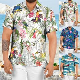 Men's Casual Shirts Hawaiian Blouse Floral Tropical Down Summer For Man Short Sleeve Button Beach Men