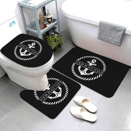 Mats Black Nautical Collection Bathroom Mats Bathroom Products Anchor Bath Mats Three Piece Bathroom Rug and Mat Set Customizable