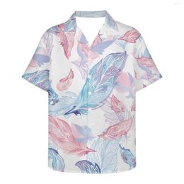 Men's Casual Shirts Feather Patterns Art Vintage Tattoo Prints Loose Breathable 3d Print Trendy Cool Fashion Hawaiian Beach Party Tops Short